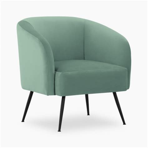 Velvet armchair in sage green velvet 